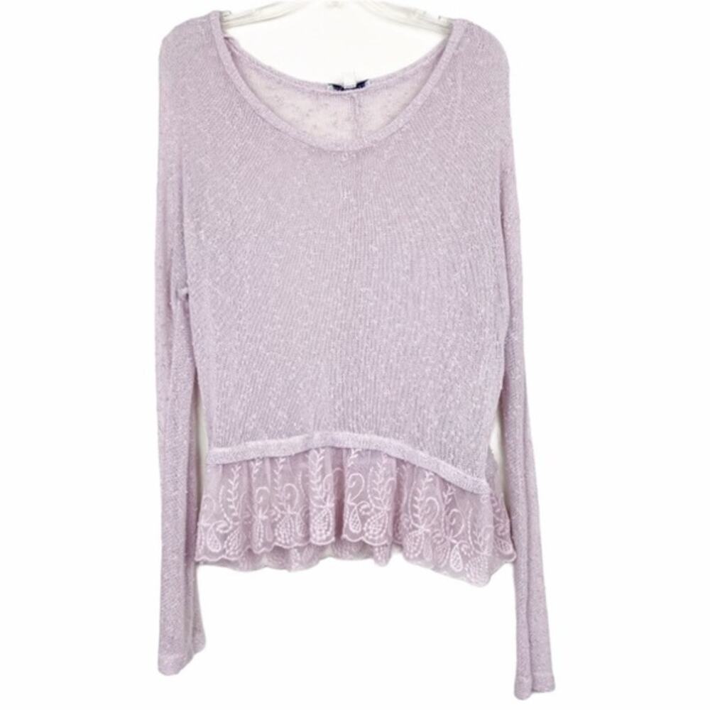 American Eagle Open Knit Sweater Lace Hem Sz M